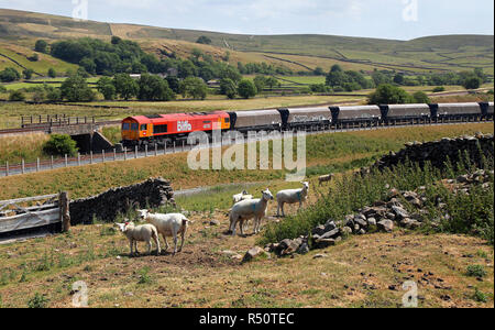 66783 GBRF a Arcow cava sulla Settle & Carlisle la ferrovia 19.7.18 Foto Stock