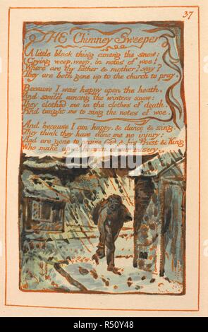 La spazzacamino. Canti di innocenza e di esperienza. H. Young & Figli: Liverpool, 1923. Spazzacamino. Poema illustrato immagine presa da 'SATTAC di innocenza e di esperienza. [Un facsimile di un colore dorato e copia della prima edizione.]." pubblicato da H. Young & Figli: Liverpool, 1923 . Fonte: C.71.d.19, pagina 37. Lingua: Inglese. Autore: Blake, William. Foto Stock