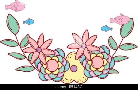 Graziosi fiori con foglie crown Illustrazione Vettoriale