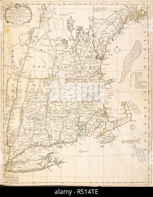 Una mappa del New England. Una mappa dei più abitate della Nuova Inghilterra, contenente le province di MASSACHUSETS BAY e New Hampshire, con le colonie di CONECTICUT e Rhode Island, diviso in contee e cittadine: tutto il composto da indagini effettivo e la sua situazione regolata dalle osservazioni astronomiche. [Londra] : stampato per Carington Bowles in corrispondenza di n. 69 in St. Pauls sagrato Londra, pubblicare'd Jany 1a. 1771. Fonte: Mappe K.Top.120.17. Lingua: Inglese. Foto Stock