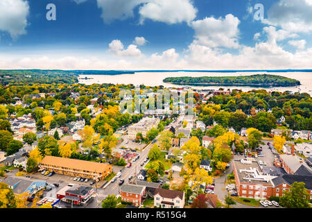 Vista aerea di Bar Harbor, Maine Foto Stock