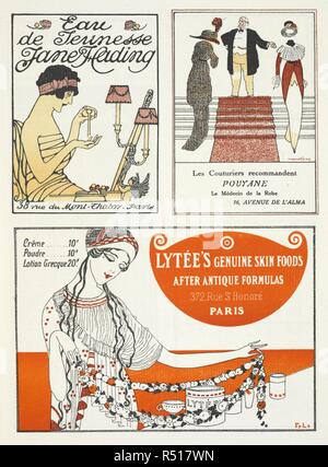 Annunci pubblicitari. . Gazette du Bon Ton. Arte, modalità & frivoliteÌs. Lucien Vogel, directeur. [Con le piastre colorate.]. Parigi ; London, 1912, ecc. Fonte: P.P.5242.dd, numero 2, pagina 1. Foto Stock