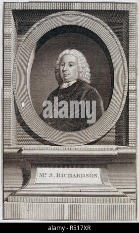 Samuel Richardson. [Lettere e passaggi ripristinato dall'originale m. Londra: S. Richardson, 1751. Samuel Richardson (1689-1761). Romanziere inglese. Ritratto. Immagine presa da [lettere e passaggi ripristinati dai manoscritti originali della storia di Clarissa. Per il quale è allegate, una raccolta di tali della morale e istruttivo sentimenti contenuta nella storia, come si presume che siano di uso generale e servizio pubblicato per amor di fare giustizia per gli acquirenti delle prime due edizioni di quel lavoro.]. Originariamente pubblicato/prodotto a Londra: S. Richardson, 1751. . Fonte: 12 Foto Stock