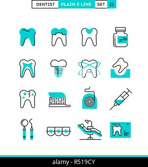 Dentista cura dentale, denti sani, la protezione e altro ancora. Illustrazione Vettoriale