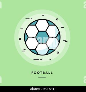 Calcio, design piatto sottile linea banner Illustrazione Vettoriale