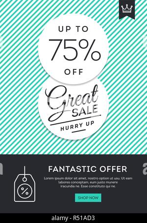 Vendita, sconti shopping online banner, newsletter template Illustrazione Vettoriale