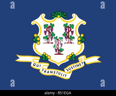 Vettore di Connecticut bandiera. Illustrazione Vettoriale. Stati Uniti d'America. Illustrazione Vettoriale