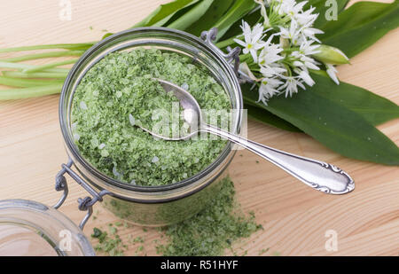 Verde sale alle erbe di aglio selvatico Foto Stock