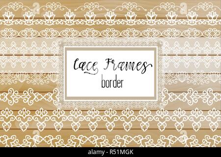 Pizzo eleganti cornici bordi tagliati a laser Illustrazione Vettoriale