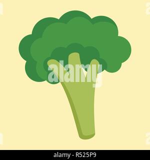 Icona di broccoli. Illustrazione piatto di broccoli icona vettoriali per il web design Illustrazione Vettoriale