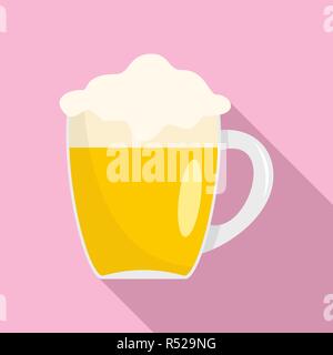 Boccale di birra tedesca e la relativa icona. Illustrazione piana di tazza di birra tedesca icona vettoriali per il web design Illustrazione Vettoriale