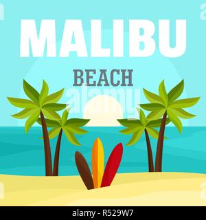 Sunrise a Malibu Beach sfondo. Illustrazione piana di sunrise a Malibu Beach sfondo vettoriali per il web design Illustrazione Vettoriale