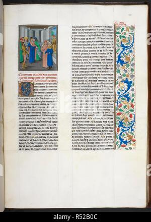 Miniatura di Claudius e Erode Agrippa, all'inizio del libro 9. Le miroir historial (una traduzione francese del Speculum historiale), libri 6-9. Paesi Bassi, S. (Bruges); c. 1478- c. 1480. Fonte: Royal 14 E. I volume 2, f.180. Lingua: Francese. Autore: Vincent di Beauvais. Vignay, Jean de. Foto Stock