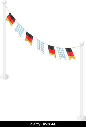 Oktoberfest tedesco bandiere icona del festival. Vista isometrica del tedesco oktoberfest bandiere festival icona vettoriali per il web design isolato su sfondo bianco Illustrazione Vettoriale