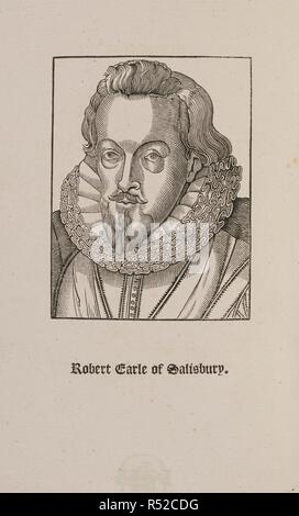 Ritratto di Robert Cecil, 1° Conte di Salisbury, KG PC (1563-1612). Amministratore di inglese e politico. Un ricordo di onori a causa della vita e della morte di Robert Earle di Salisbury. Fonte: G.1876, frontespizio. Foto Stock