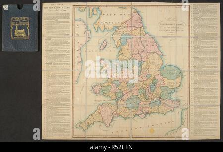 Mappa di una linea ferroviaria gioco, più il coperchio. Wallis è di nuovo gioco ferroviario o tour in Inghilterra e Galles. Londra : E. Wallis, [1830]. 445 x 550 mm. Incisione in acciaio: 505 x 447 mm: più ampia, con pannelli: 510 x 667 mm. Fonte: maps.6.aa.42. Foto Stock