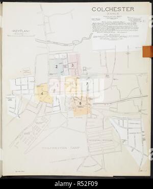 Mappa di Colchester, Essex. Colchester, Essex) : [incendio piani di assicurazione]. Londra : Chas. E. Pungolo Limited, 1909. 63x54cm.; Scala [1:480]. 40ft = 1 pollici. Fonte: Mappe 149.b.29.(2) foglio 1. Foto Stock