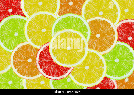 Close-up di colorati misti fette di frutta tropicale. Foto Stock