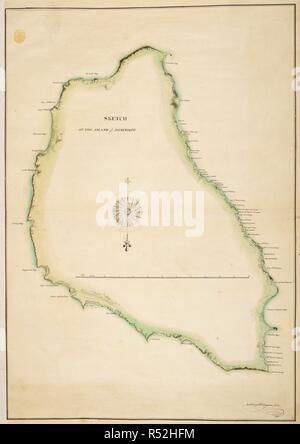 Un schizzo di Isola di Dominique. Un 'Sketch dell isola di Dominique, Archd. Campbell, ingegnere, fecit;". ca. 1757-1762. Fonte: Mappe K.Top.123.93. Lingua: Inglese. Autore: Campbell, Lt-Col. Archibald. Foto Stock