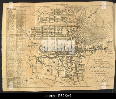 Un piano di Edimburgo. La nuova immagine di Edimburgo, essendo una precisa guida alla città e dintorni ... Abbellito con ... viste su rame, due piani di grandi dimensioni, ecc. Edinburgh : William Whyte & Co. ; London : Longman, Hurst, Rees, Orme, & Brown, [1820]. Fonte: 010370.p.25. Lingua: Inglese. Foto Stock