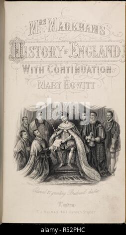 Titolo pagina che mostra Edoardo VI La concessione della carta di Bridewell e ospedali di Betlemme nel 1553. Storia dell'Inghilterra con prosecuzione. Londra, 1865. Fonte: 9504.c.16 pagina del titolo. Lingua: Inglese. Autore: Penrose, Elisabetta. Foto Stock