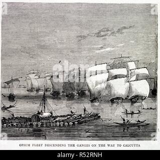 Flotta di oppio. Il grafico. Londra, giugno 24, 1882. Oppio discendente della flotta il Gange sul modo di Calcutta'. Immagine presa dal grafico. Originariamente pubblicato/prodotto in Londra, giugno 24, 1882. . Fonte: Colindale, 640. Lingua: Inglese. Foto Stock