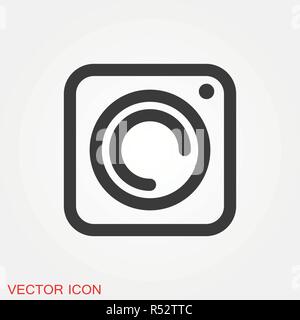 Icona fotocamera in elegante stile piatto isolato su sfondo Illustrazione Vettoriale