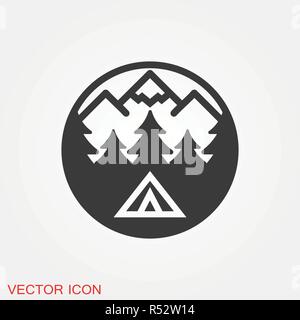 Semplice icona campeggio. Universal camping le icone da utilizzare per il web e interfaccia utente mobile Illustrazione Vettoriale