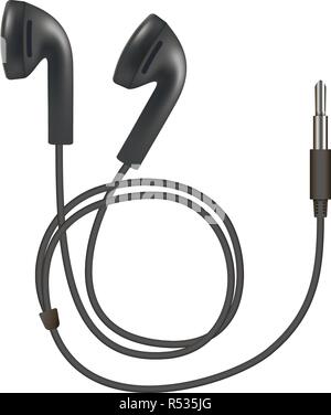 Icona auricolari. Illustrazione realistica di auricolari icona vettore per il web design isolato su sfondo bianco Illustrazione Vettoriale