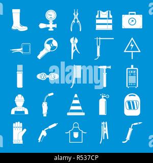 Apparecchiatura saldatrice set di icone. Semplice illustrazione del saldatore 25 attrezzatura cargo icone vettoriali per il web Illustrazione Vettoriale