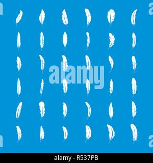 Piuma di inchiostro icon set. Semplice set di inchiostro piuma icone vettoriali per il web design isolato su sfondo bianco Illustrazione Vettoriale