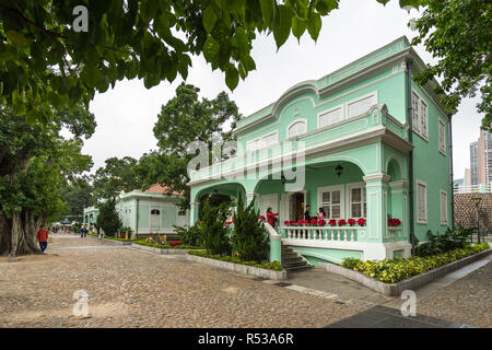 Tradizionale portoghese parte case di Taipa Houses-Museum. Macao, Gennaio 2018 Foto Stock