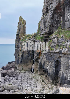 Stack di mare a San Govan, Pembrokehsire, Galles Foto Stock