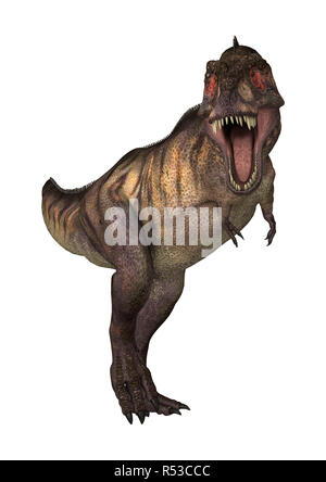 3D Rendering dinosauro Tirannosauro su bianco Foto Stock