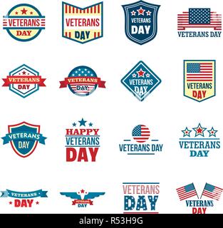 Il logo dei veterani di set. Set piatto di veterani logo vettoriali per il web design Illustrazione Vettoriale