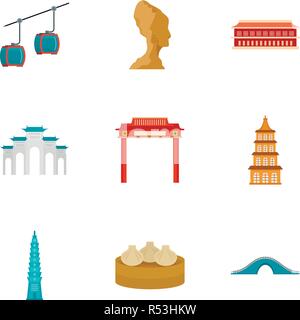 Thailandia icon set. Set piatto di 9 Thailandia icone vettoriali per il web design Illustrazione Vettoriale