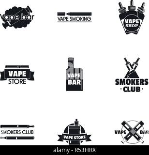 Logo Vape set. Semplice set di 9 vape logo vettoriali per il web design su sfondo bianco Illustrazione Vettoriale