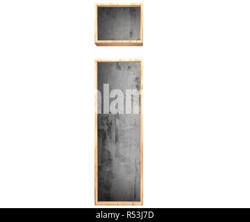 3D calcestruzzo decorativo con bordo in legno alfabeto, lettera I maiuscola Foto Stock