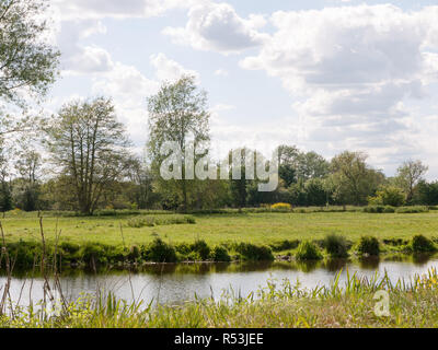 Un fiume che scorre attraverso il paese di scena al di fuori del Regno Unito essex di Inghilterra su un giorno d'estate e pomeriggio Foto Stock