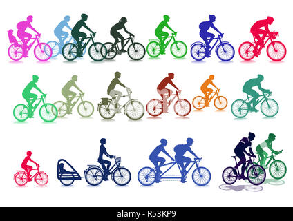 Ciclista imposta illustrazione,isolato Foto Stock