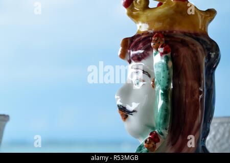 Teste di Moresco, tipico siciliano teste di ceramica, maiolica in ceramica Foto Stock