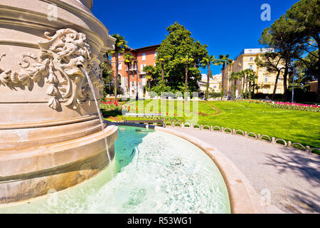 Parco di Opatija e vista sulla fontana Foto Stock