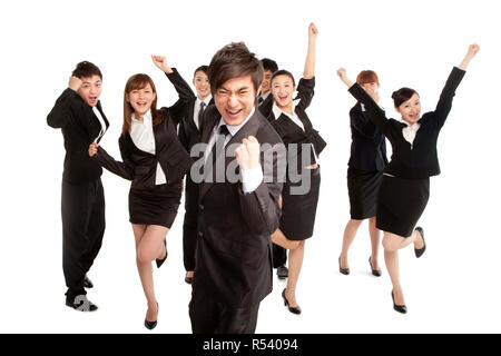 Un gruppo di persone di affari ombrello di contenimento Foto Stock