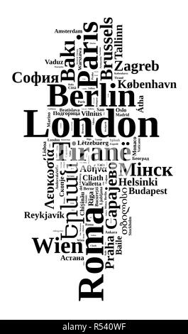 Capitali in Europa parola concetto di cloud Foto Stock