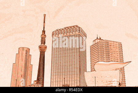 Tokyo SkyTree Tower, Tokyo, Giappone (illustrazione) Foto Stock