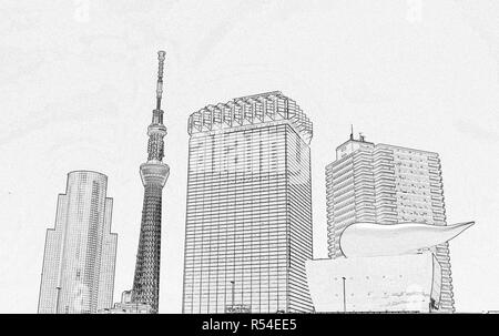 Tokyo SkyTree Tower, Tokyo, Giappone (illustrazione) Foto Stock