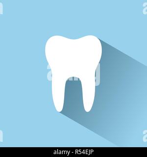 Dente icona piatta con ombra su uno sfondo blu. Illustrazione Vettoriale Illustrazione Vettoriale