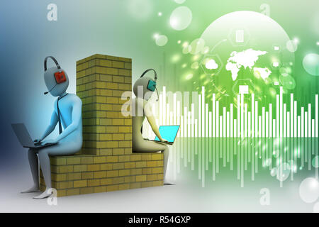 3d la gente che lavora in laptop Foto Stock