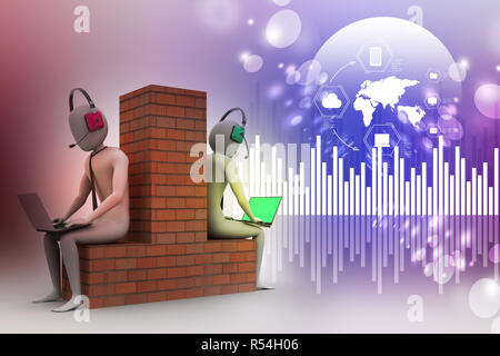 3d la gente che lavora in laptop Foto Stock
