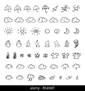 Disegnata a mano icone meteo Foto Stock